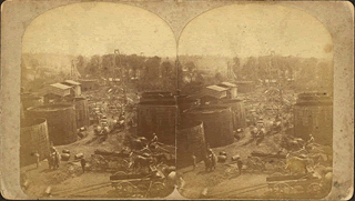 A stereopticon view of the United States well on the Holmden property.